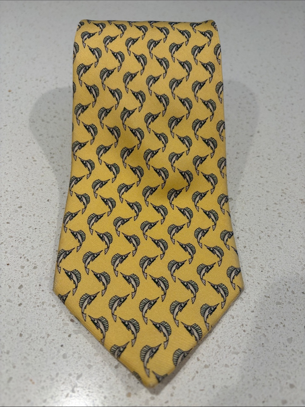 Brooks Brothers -  Yellow Swordfish Silk Tie.